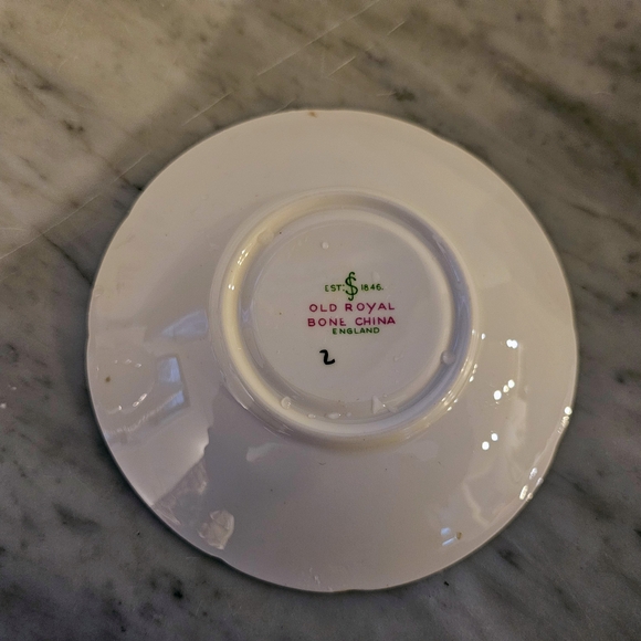 Old Royal Bone China Tea Cup and Saucer Wheat Gray Purple - Picture 3 of 7